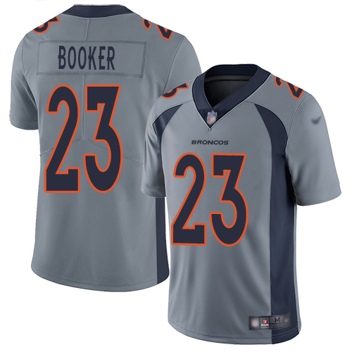 Men Denver Broncos #23 Devontae Booker Limited Silver Inverted Legend Football NFL Jersey